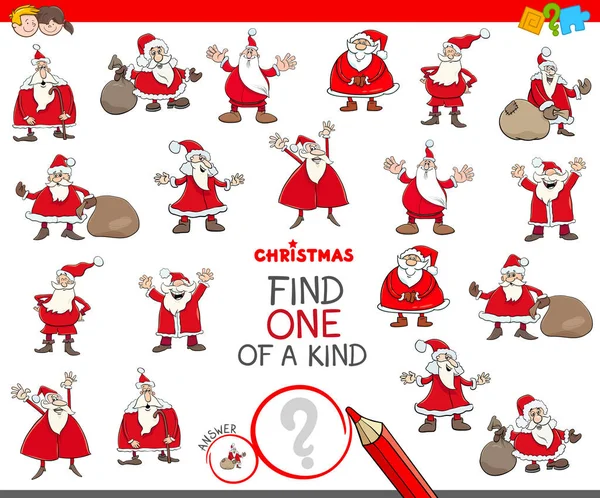 动画片的例证 找到一个实物图片教育游戏的儿童圣诞老人字符 — 图库矢量图片