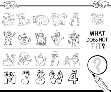 Siyah ve beyaz çizgi film illüstrasyon bulma çizgiroman karakterleri renk ile bir satır eğitim oyununda sığmayan resim