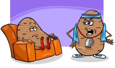 Cartoon Humor Concept Illustration of Couch Potato Saying clipart