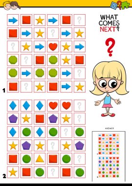 Cartoon Illustration of Completing the Pattern in the Rows Educational Game for Children clipart