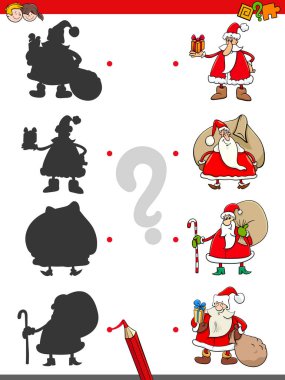 Gölgeler eğitim oyun çocuklar Noel Baba karakterlerle eşleşen çizgi film illüstrasyon