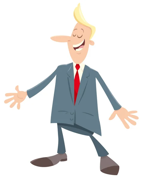 Cartoon Illustration Man Businessman Character Suit — стоковый вектор