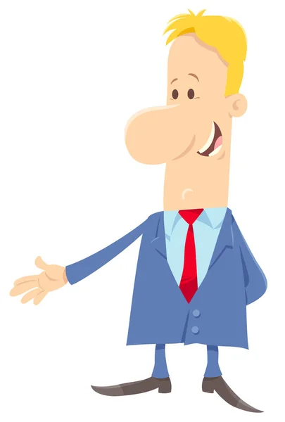 Cartoon Illustration Man Businessman Manager Character Suit — Stock Vector