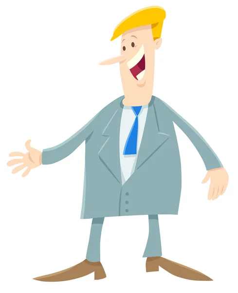 Cartoon Illustration Man Businessman Character Giving Speech — стоковый вектор