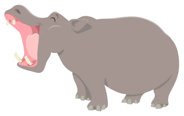 Cartoon Illustratie Van Hippo Hippopotamus Grappig Dierlijk Karakter — Stockvector