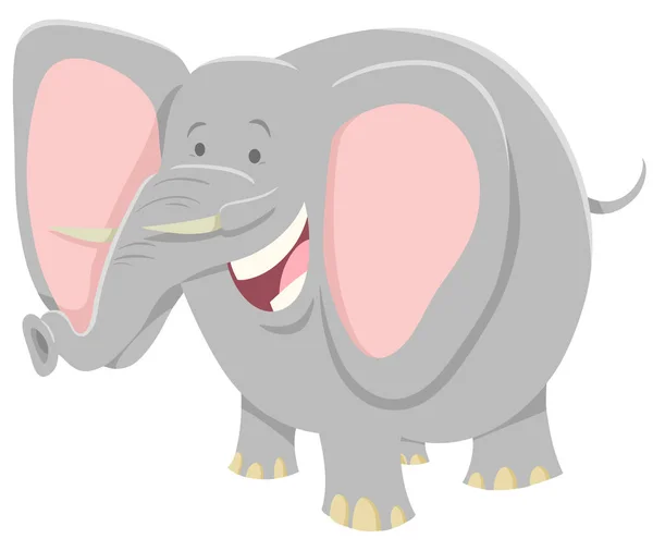 Cartoon Illustration Gray African Elephant Animal Character - Stok Vektor