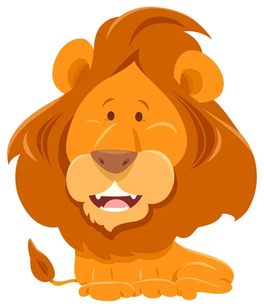 Cartoon Illustration Lion Funny Animal Character — Stock Vector