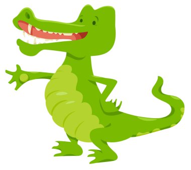 Komik timsah hayvan karakter karikatür çizimi