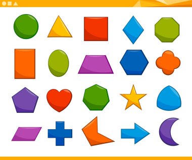 Eğitim temel geometrik şekiller ilköğretim çağındaki çocuklar için çizgi film gösterimi