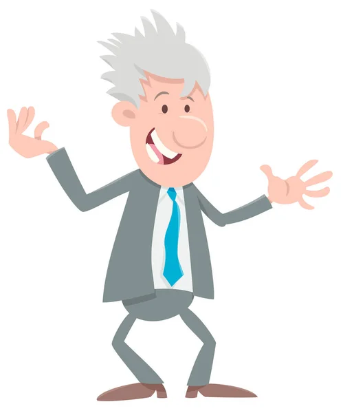 Desenhos Animados Ilustração Homem Feliz Personagem Empresário Engraçado — Vetor de Stock
