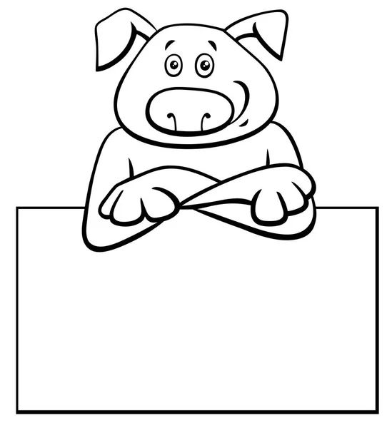 Ilustração Preto Branco Dos Desenhos Animados Cão Engraçado Com Cartão —  Vetores de Stock