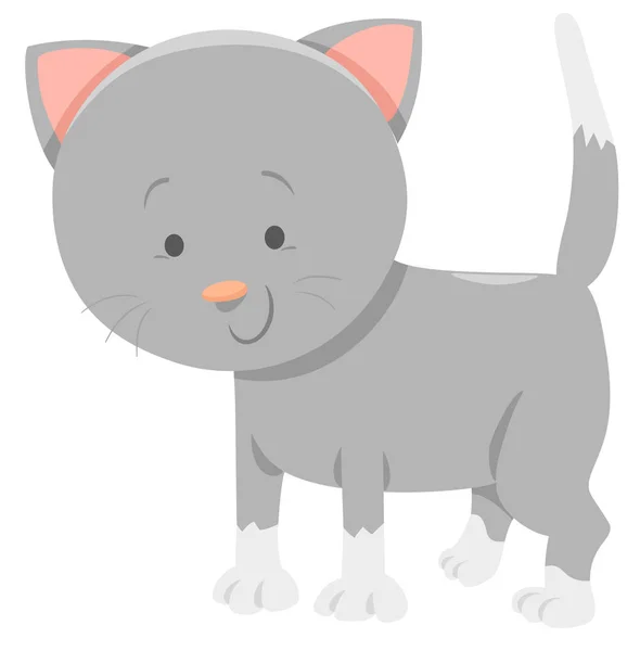 Illustration Dessin Animé Personnage Animal Drôle Chaton Gris — Image vectorielle