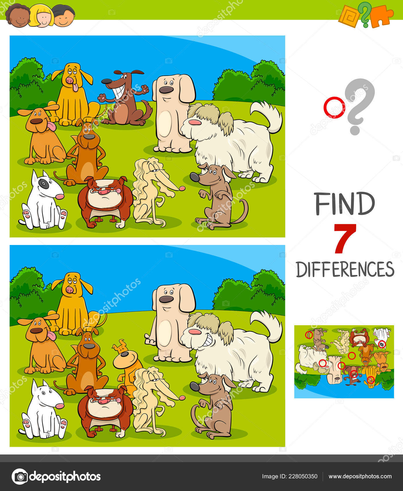 Encontrar As Diferenças Entre As Imagens. Jogo Educativo Infantil