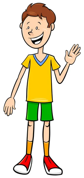 Cartoon Illustration Elementary Age Teen Boy Character — Stock Vector