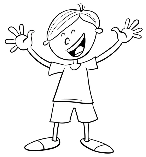 Desenhos Animados Preto Branco Ilustração Pré Escola Feliz Elementary Age —  Vetores de Stock