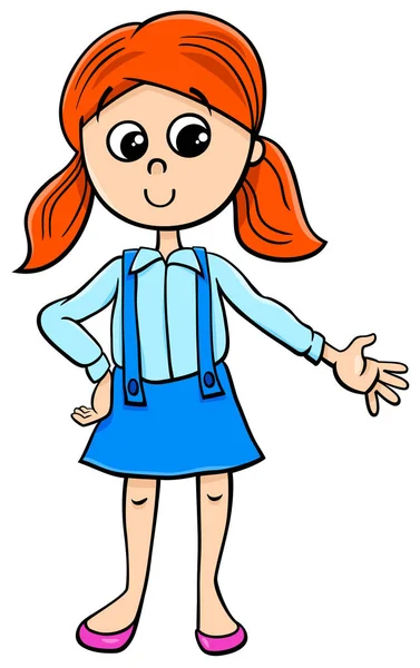 Kreslený Obrázek Předškolní Nebo Elementární Věku Dívka Charakteru — Stockový vektor