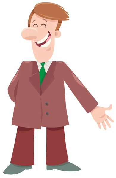 Cartoon Illustration Happy Man Comic Businessman Character — Stock Vector