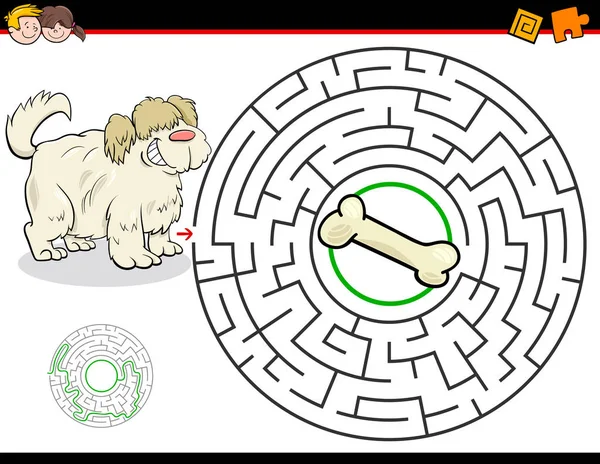 Cartoon Illustration Von Bildungslabyrinth Oder Labyrinth Aktivitätsspiel Für Kinder Mit — Stockvektor