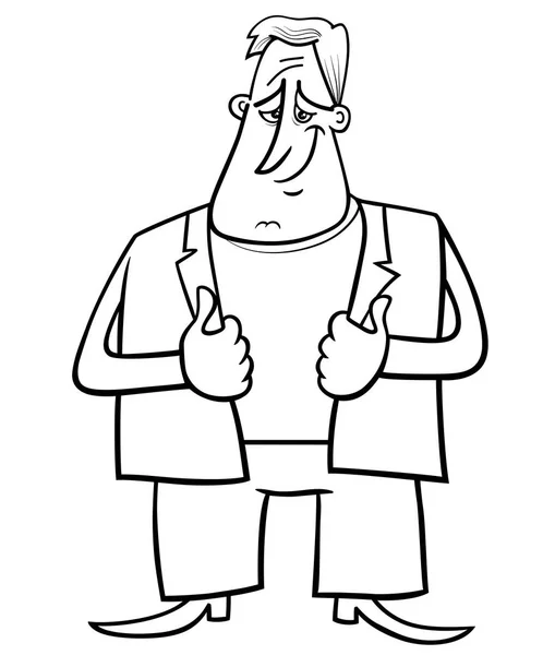 Schwarz Weiße Zeichentrick Illustration Des Mannes Lustige Comic Figur Malbuch — Stockvektor