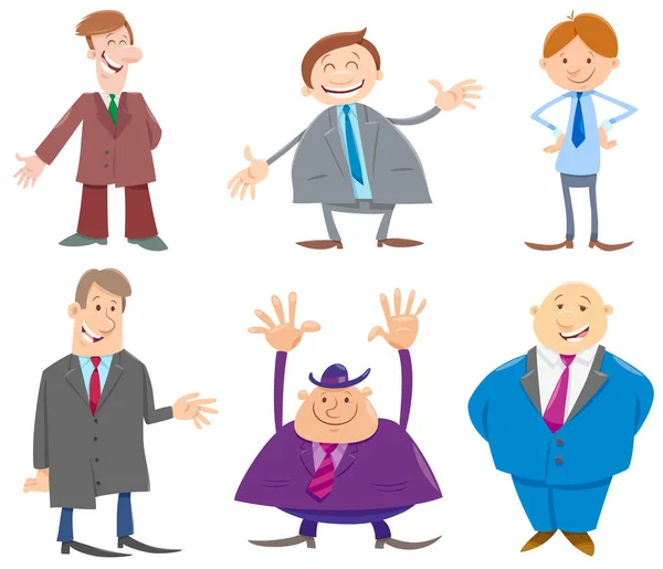 Ilustración Dibujos Animados Hombres Divertidos Hombres Negocios Personajes Personas — Vector de stock