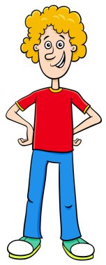 Temel ya da genç yaş çocuk komik karakter karikatür çizimi