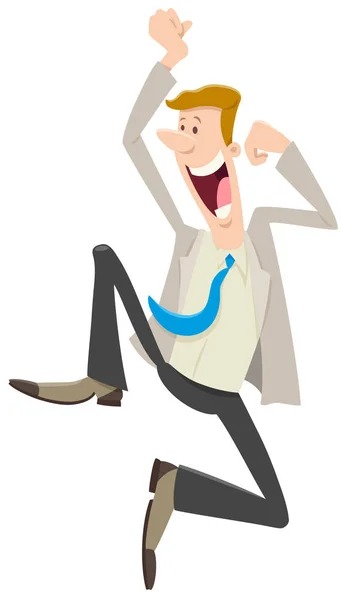 Dibujos Animados Ilustración Hombre Corredor Feliz Personaje Empresario — Vector de stock