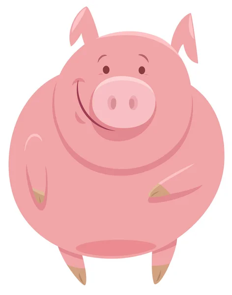 Rysunek Ilustracja Śmieszna Świnia Gospodarstwo Charakter Zwierząt — Wektor stockowy