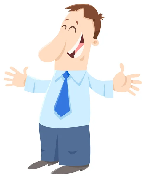 Cartoon Illustration Happy Man Businessman Comic Character — Stock Vector