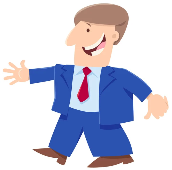 Καρτούν Εικονογράφηση Ευτυχισμένος Άνθρωπος Επιχειρηματίας Αστείο Χαρακτήρα — Διανυσματικό Αρχείο