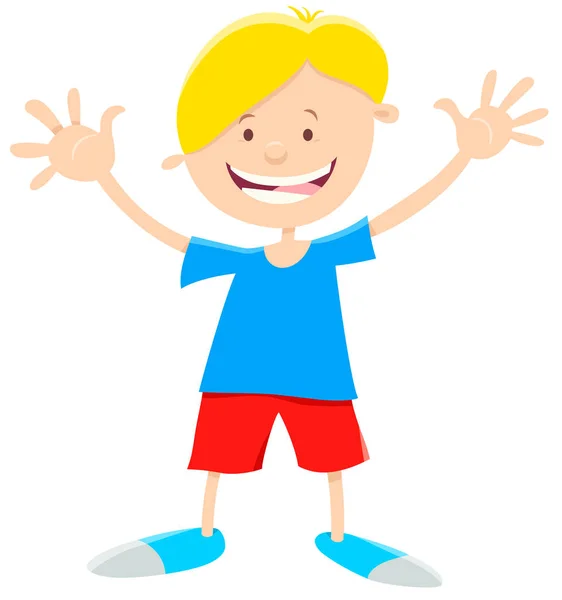 Καρτούν Εικονογράφηση Χαρακτήρα Χαρούμενος Δημοτικού Ηλικίας Αγόρι — Διανυσματικό Αρχείο