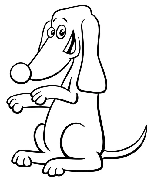 Black White Cartoon Illustration Standing Beging Dog Animal Character Coloring — Stock Vector