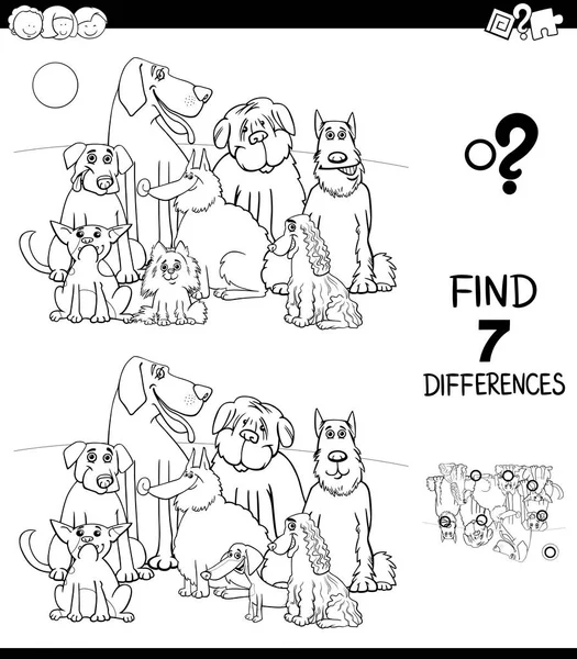 Desenhos Animados Preto Branco Ilustração Encontrar Sete Diferenças Entre Fotos — Vetor de Stock