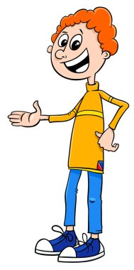 İlköğretim yaş veya genç çocuk karakter karikatür çizimi