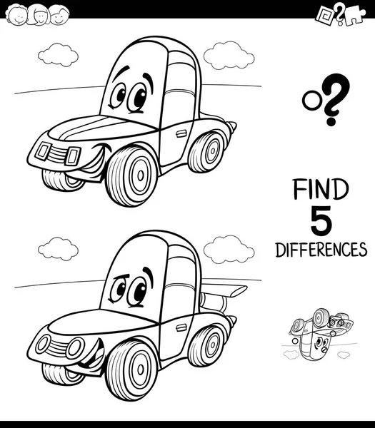 Dibujos Animados Blanco Negro Ilustración Encontrar Cinco Diferencias Entre Imágenes — Vector de stock