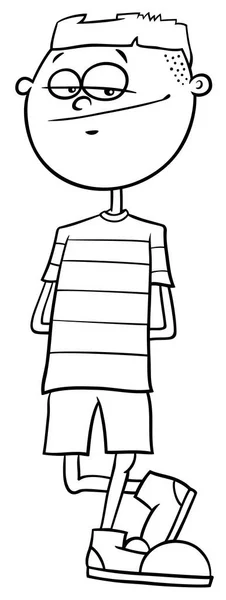 Ilustração Preto Branco Dos Desenhos Animados Elementary Adolescente Idade Boy — Vetor de Stock