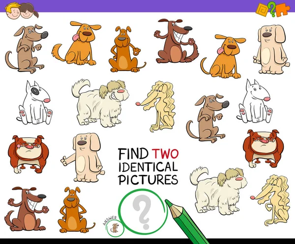 Desenhos Animados Ilustração Encontrar Dois Imagens Idênticas Jogo Educativo Para — Vetor de Stock