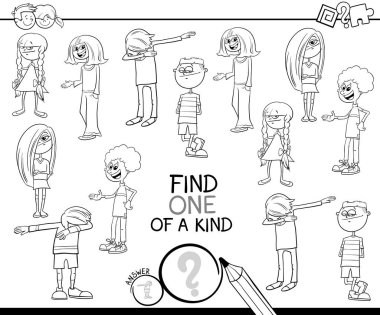 Siyah ve beyaz çizgi film gösterimi çocuklar ve Genç karakter boyama kitabı bir tür resmi eğitim etkinliği oyun birini bulmak