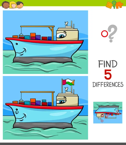 Desenhos Animados Ilustração Encontrar Cinco Diferenças Entre Fotos Jogo Educativo — Vetor de Stock