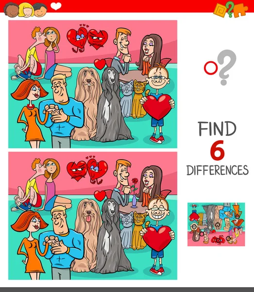 Cartoon Afbeelding Vinden Zes Verschillen Tussen Foto Educatief Spel Voor — Stockvector