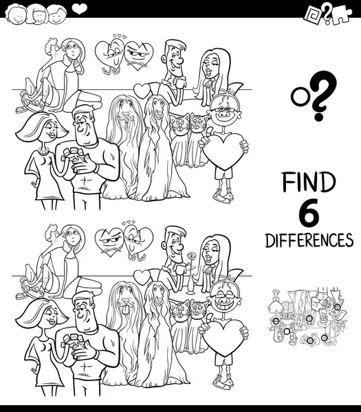 Dibujos Animados Blanco Negro Ilustración Encontrar Seis Diferencias Entre Imágenes — Archivo Imágenes Vectoriales