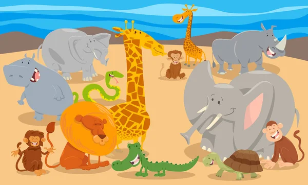 Мультфильм Группы Funny Wild Animal — стоковый вектор