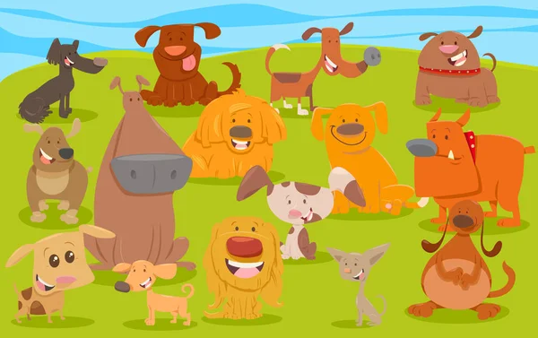 Desenhos Animados Ilustração Cães Filhotes Cachorro Animal Characters Group — Vetor de Stock