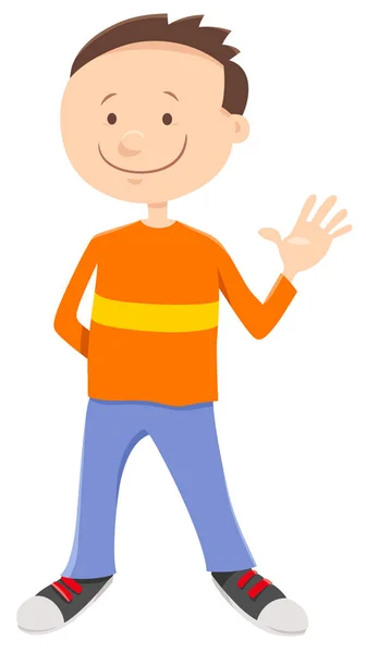 Cartoon Illustration Funny Elementary Age Teen Boy Character — Stock Vector