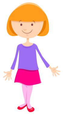 Sevimli kız İlköğretim yaş veya Teen karakter karikatür çizimi