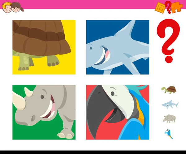 就学前の子供のための動物を推測の教育的なゲームの漫画イラスト — ストックベクタ