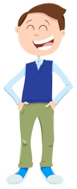 Mutlu Teen veya çocuk çocuk karakter karikatür çizimi