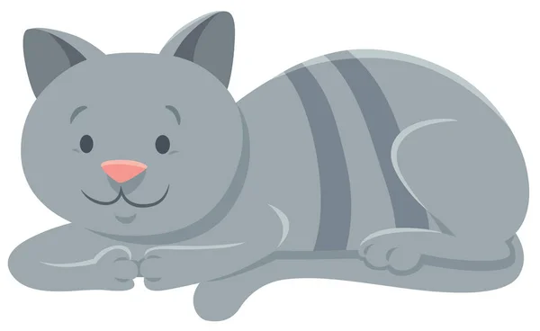 面白い灰色の猫漫画の動物キャラクター — ストックベクタ