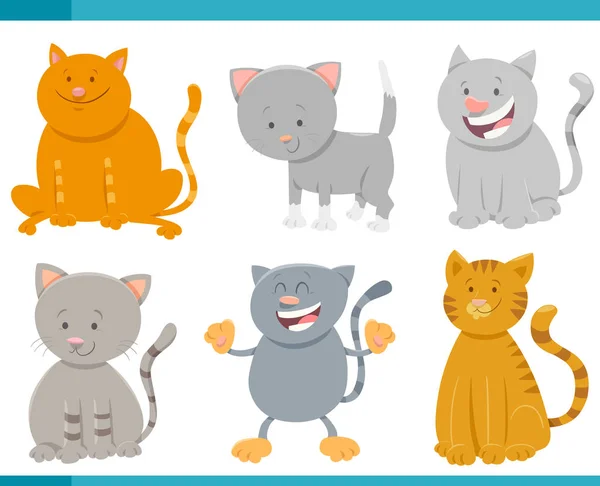 Cats and kittens cartoon characters set — Stock Vector