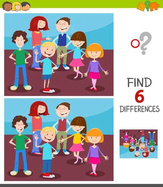 Znajdź różnice gry z grupa dzieci — Wektor stockowy