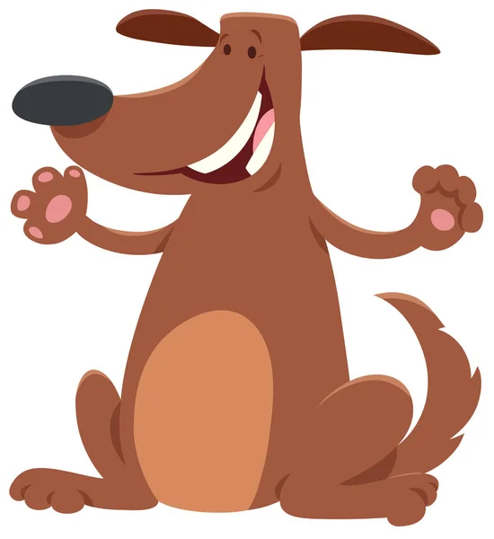 Feliz perro marrón de dibujos animados personaje animal — Vector de stock